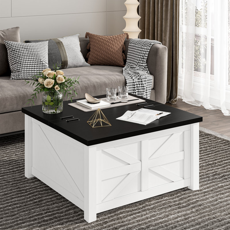White coffee table with dark top sales